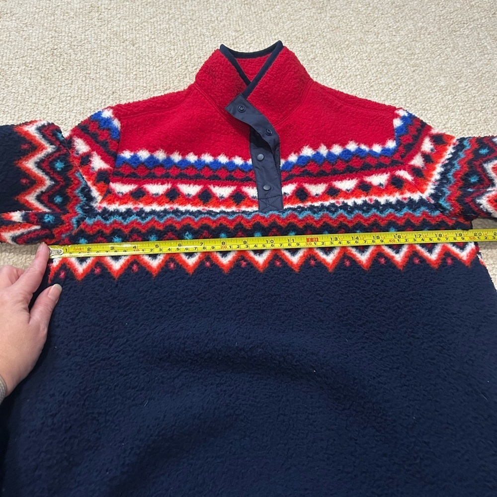 Lands' End Heritage Fleece Snap Neck Pullover Fair Isle chevron Size Small 6-8 - Picture 14 of 14